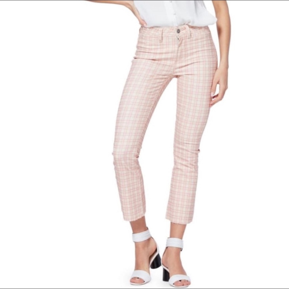 Paige Micro Reef Plaid Print Colette Crop Jeans